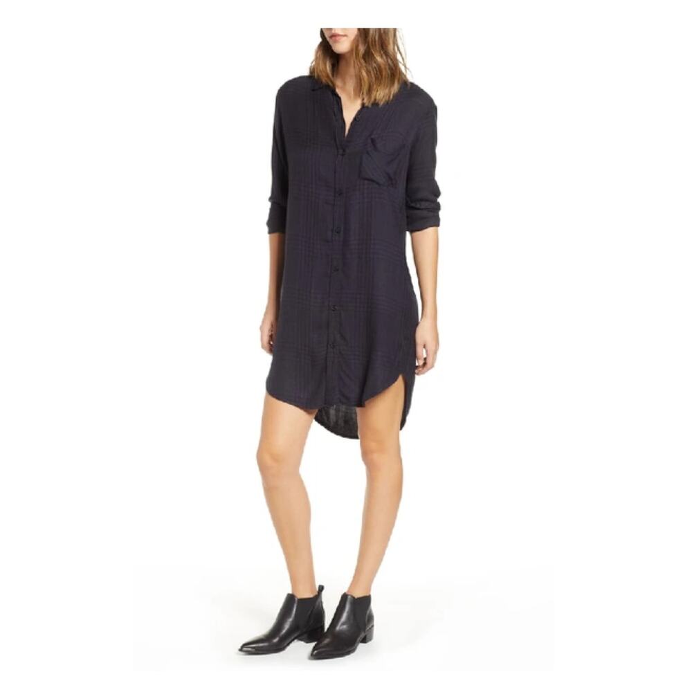 Rails Charcoal Shadow Bianca Button Up Shirt Dress Sz.M NWT